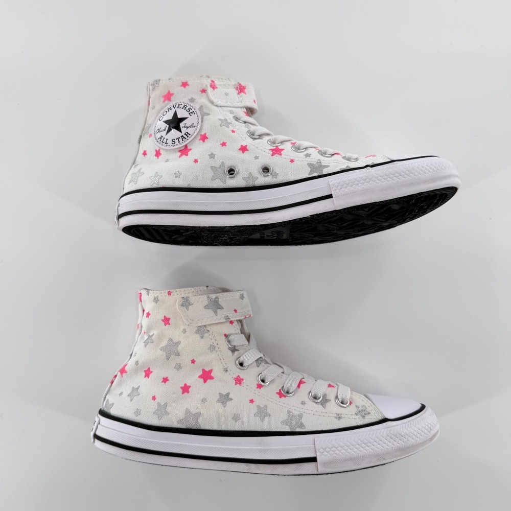 Converse All Star Chuck Taylor High Top Sneakers Youth 3 Pink Stars Y2K No-Tie - Picture 2 of 11